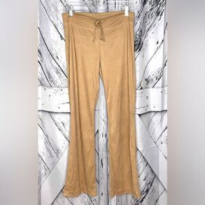 Y2K Joyce Leslie Tan Faux Suede Flared Pants with Drawstring M